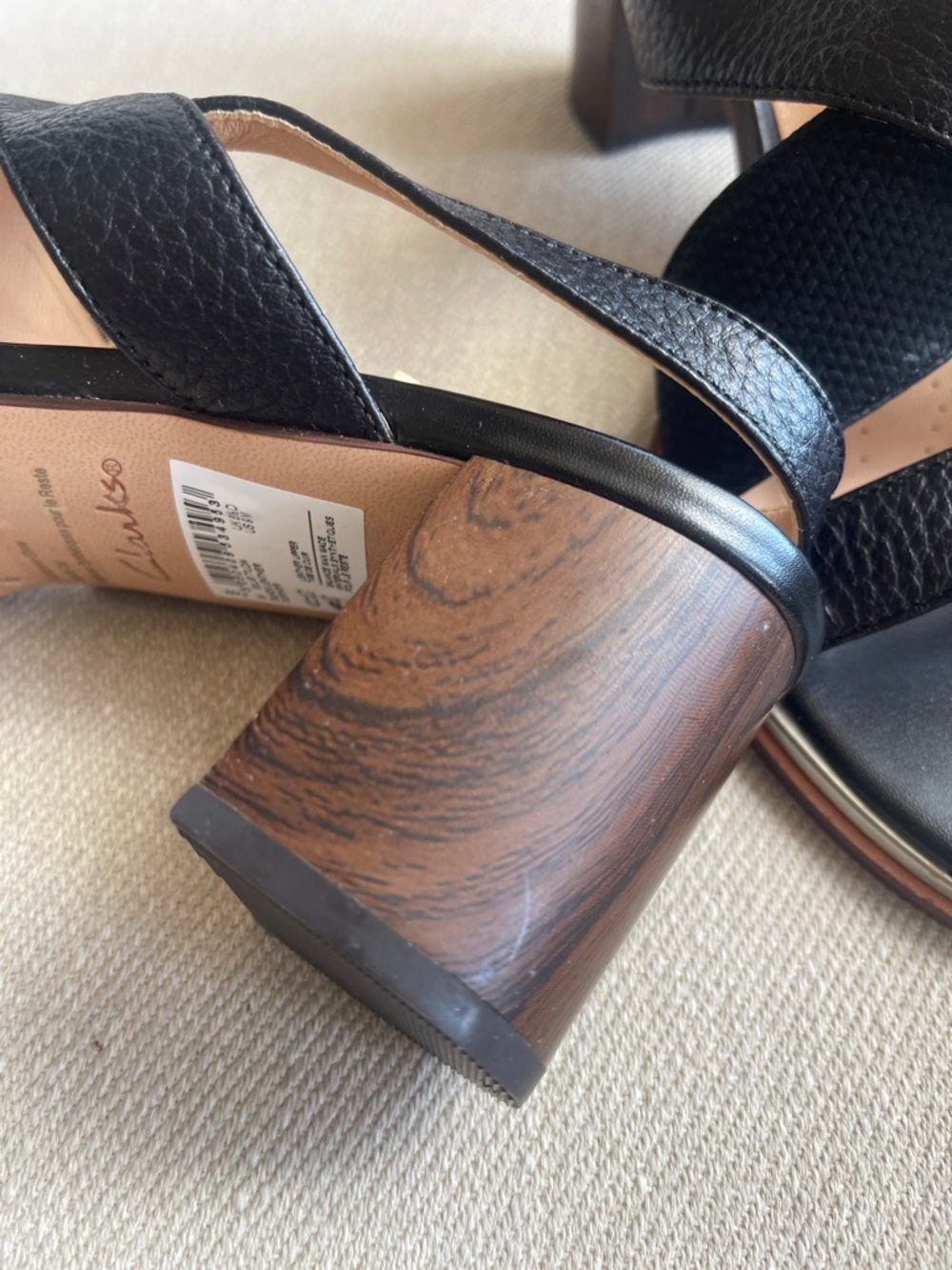 CLARKS COLLECTION | Black Leather Block Heel Sandals | Women’s 9 - Picture 7 of 13